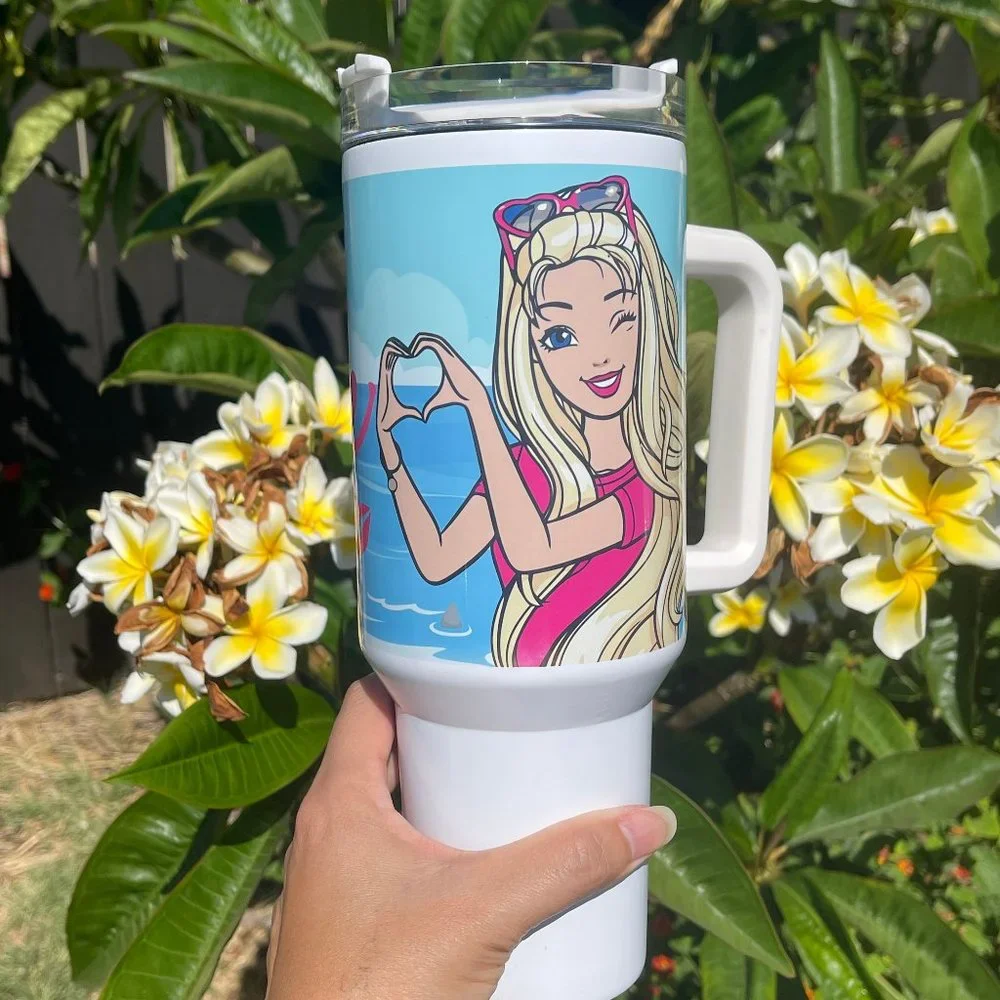 Barbie Girl LETS GO PARTY Movie Pink Tumbler 40 oz tumbler with hand carry handl - Picture 5 of 6